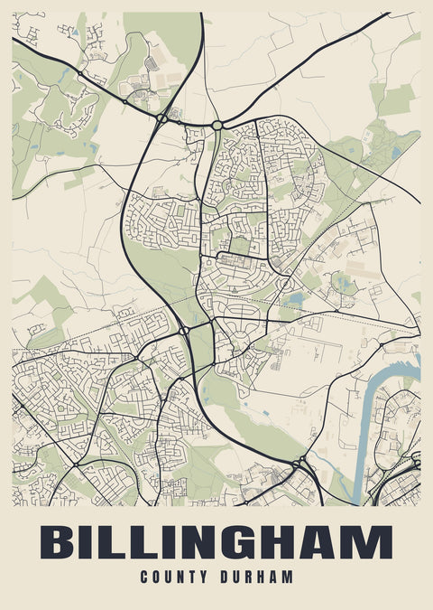 Billingham Street Map Poster