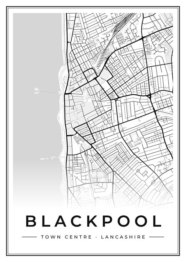 Blackpool Town Centre Street Map Poster