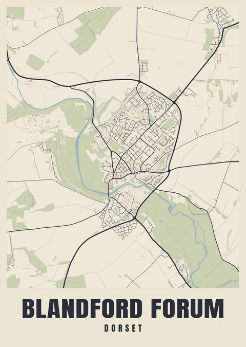 Blandford Forum Street Map Poster