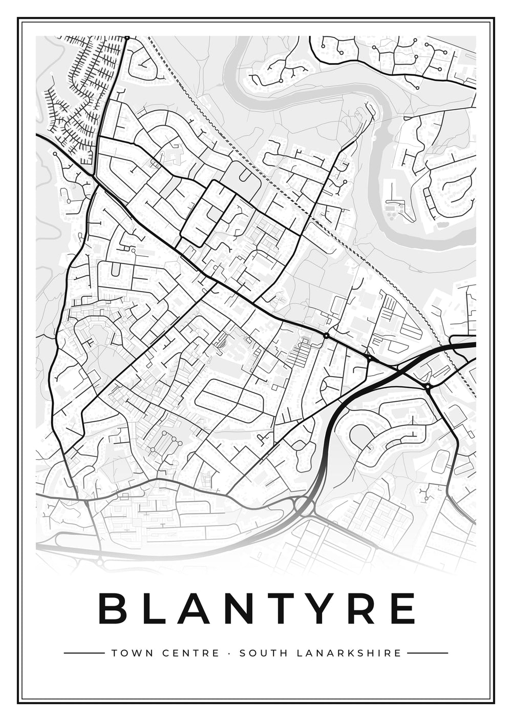 Blantyre Town Centre Street Map Poster