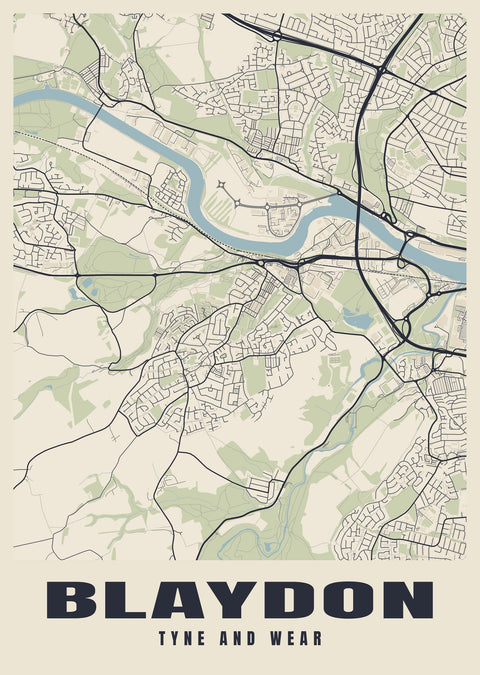 Blaydon Street Map Poster
