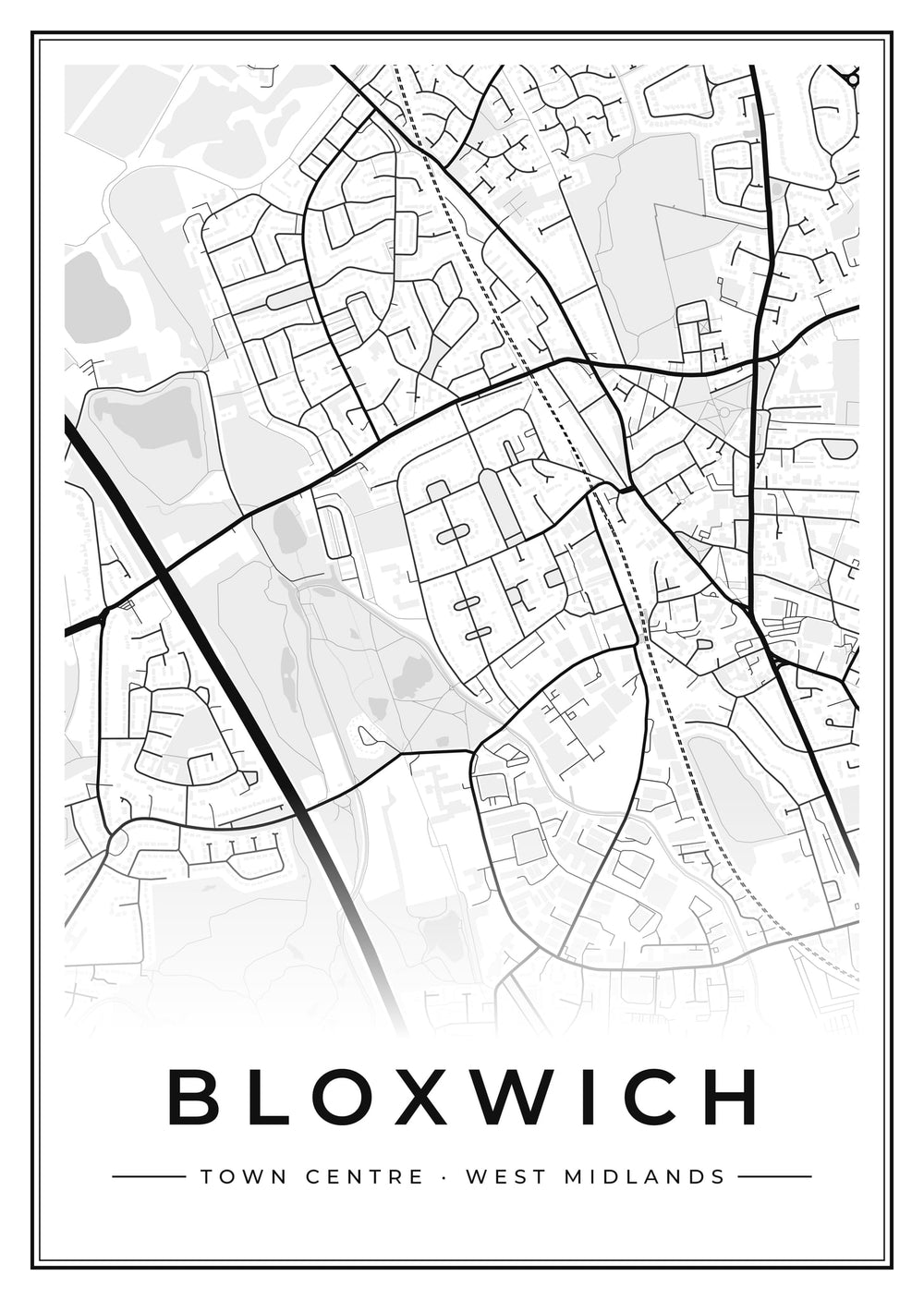 Bloxwich Town Centre Street Map Poster