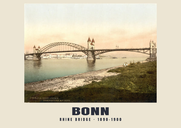 Ponte sul Reno, Bonn — 1890–1900 · Stampa di fotocromo d’epoca