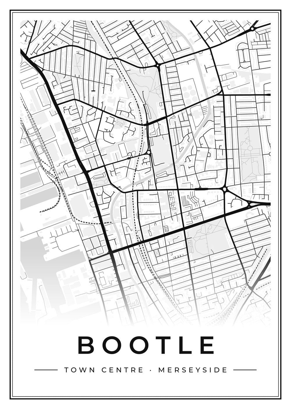 Bootle Town Centre Street Map Poster