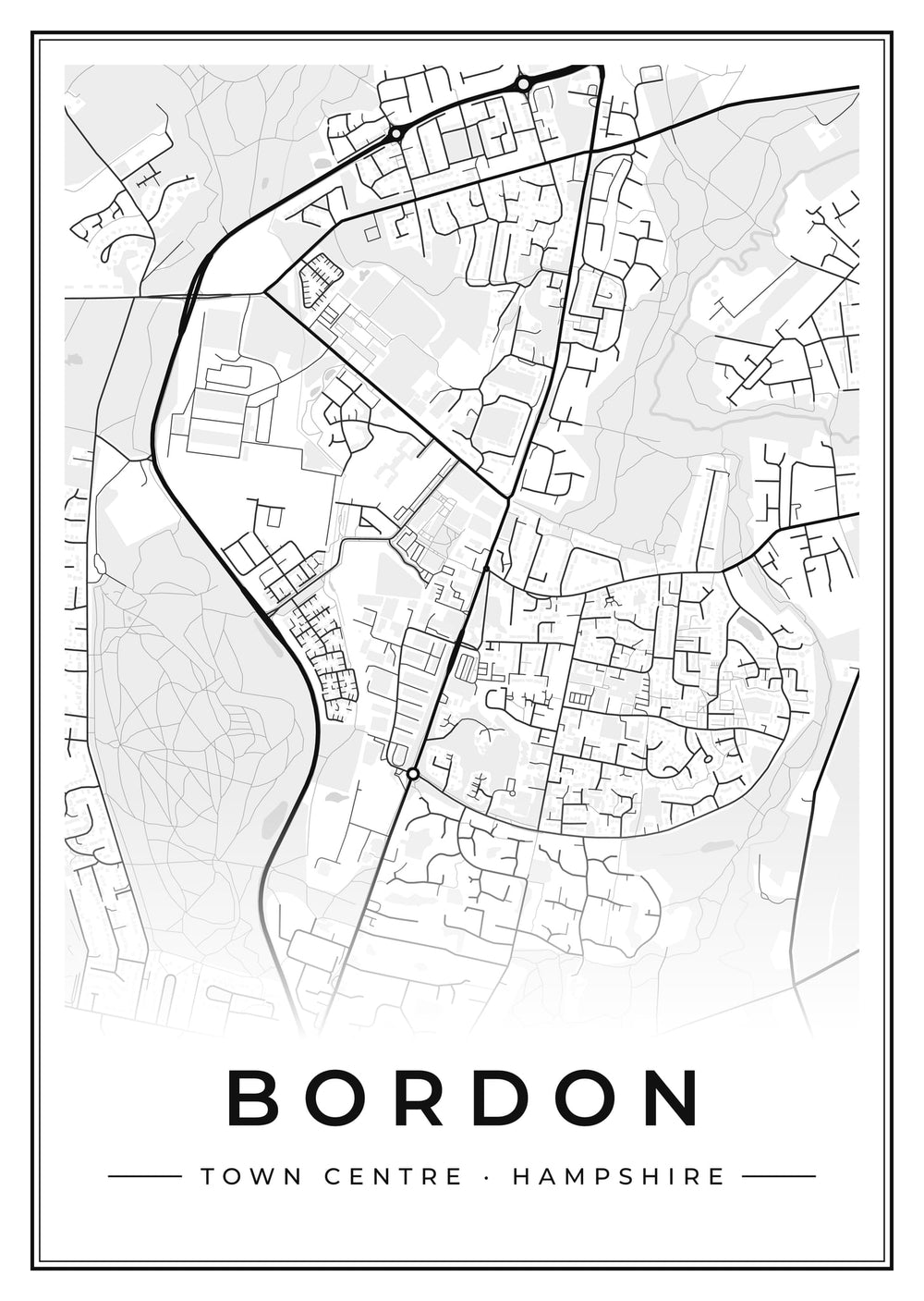 Bordon Town Centre Street Map Poster