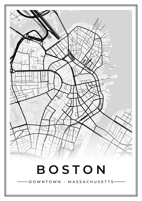 Boston Downtown Street Map Poster