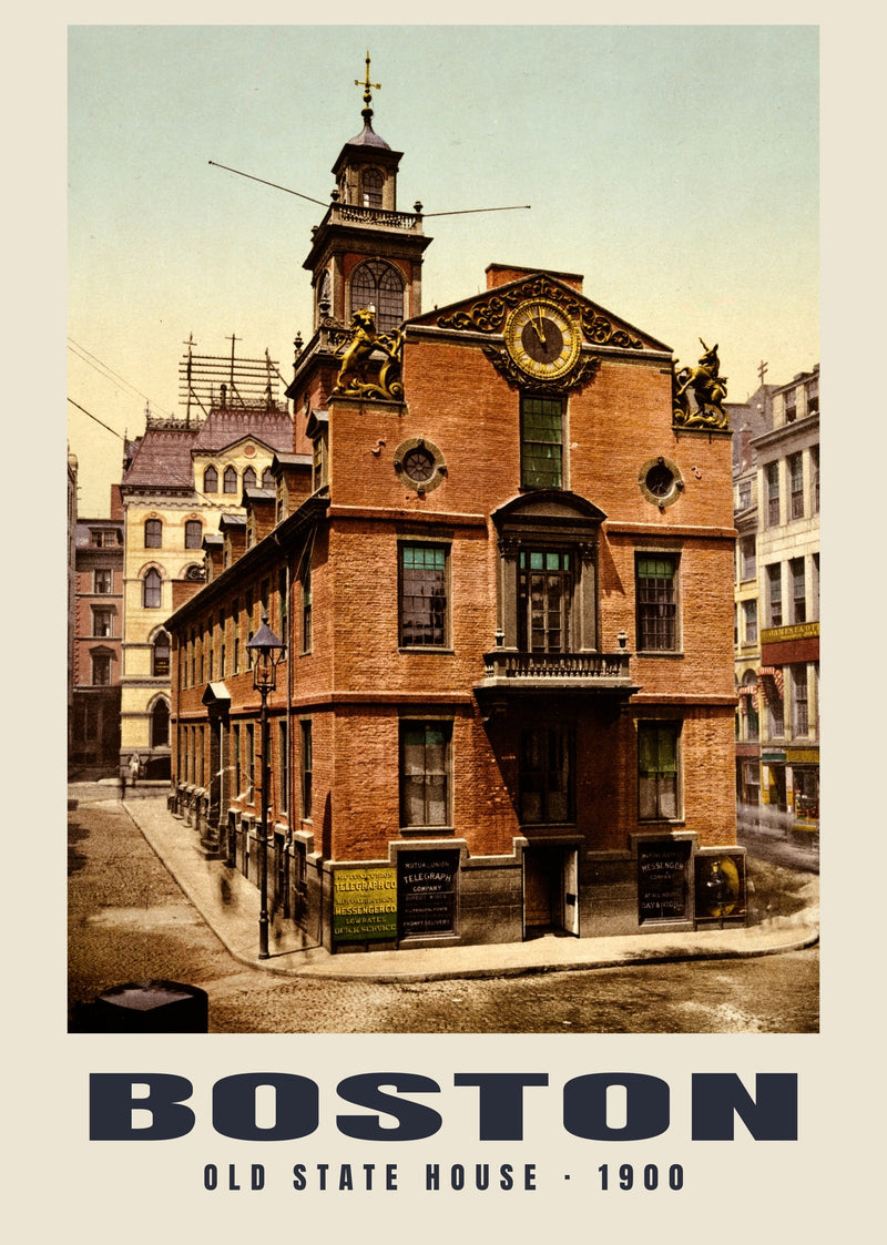 Old State House, Boston — 1900 · Stampa fotocromatica d’epoca