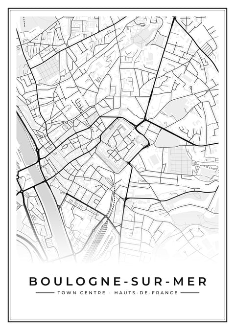 Boulogne-sur-Mer Town Centre Street Map Poster