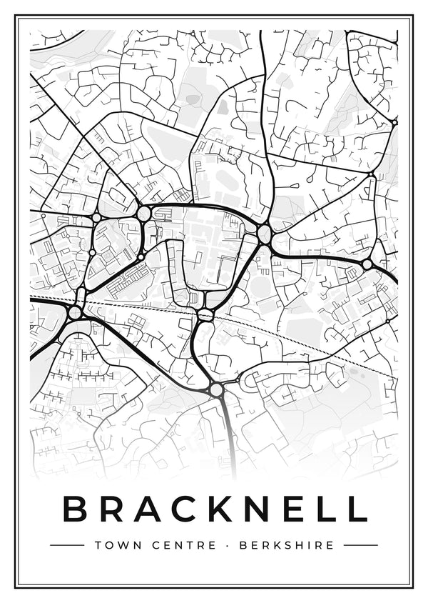 Bracknell Town Centre Street Map Poster