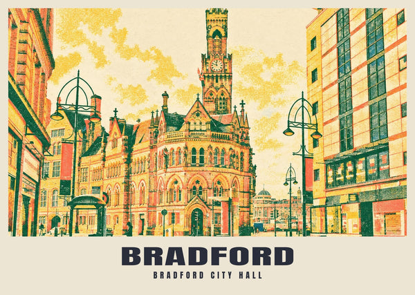 Bradford City Hall Riso-inspired Poster