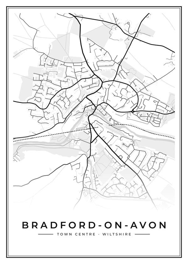 Bradford-on-Avon Town Centre Street Map Poster