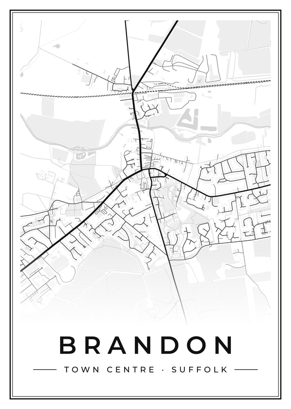 Brandon Town Centre Street Map Poster