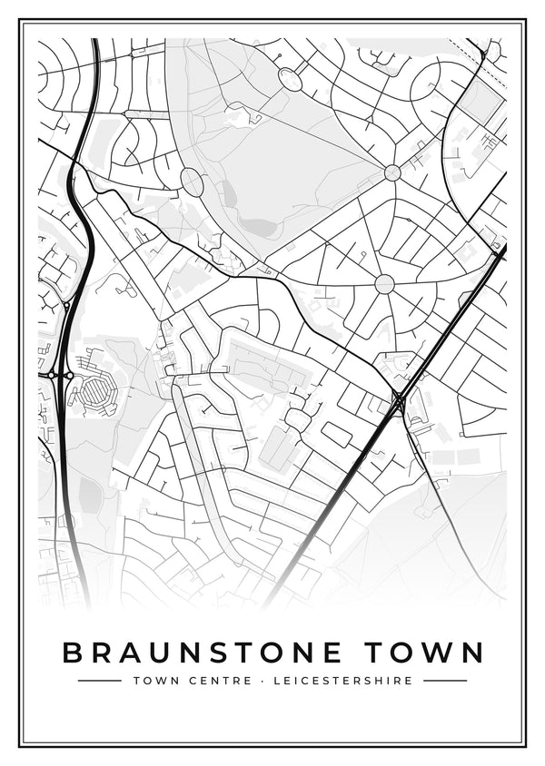 Braunstone Town Town Centre Street Map Poster