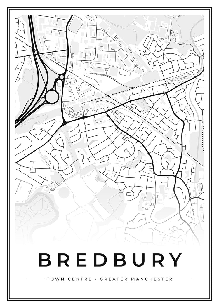 Bredbury Town Centre Street Map Poster