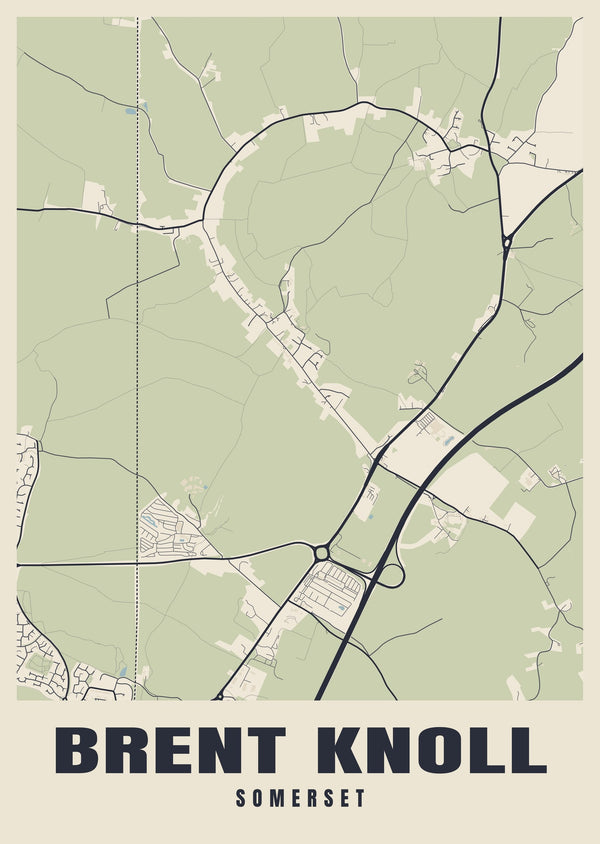 Brent Knoll Street Map Poster