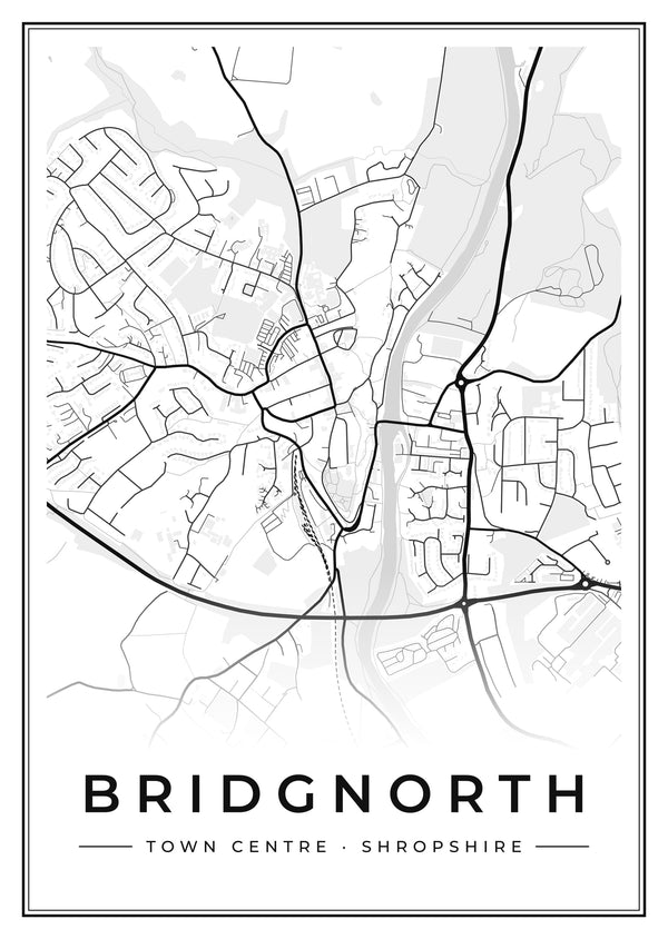 Bridgnorth Town Centre Street Map Poster