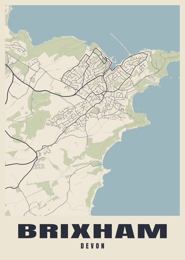 Brixham Street Map Poster