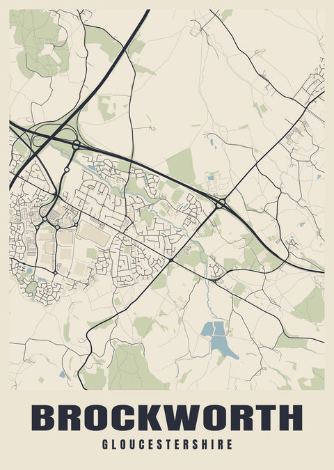Brockworth Street Map Poster