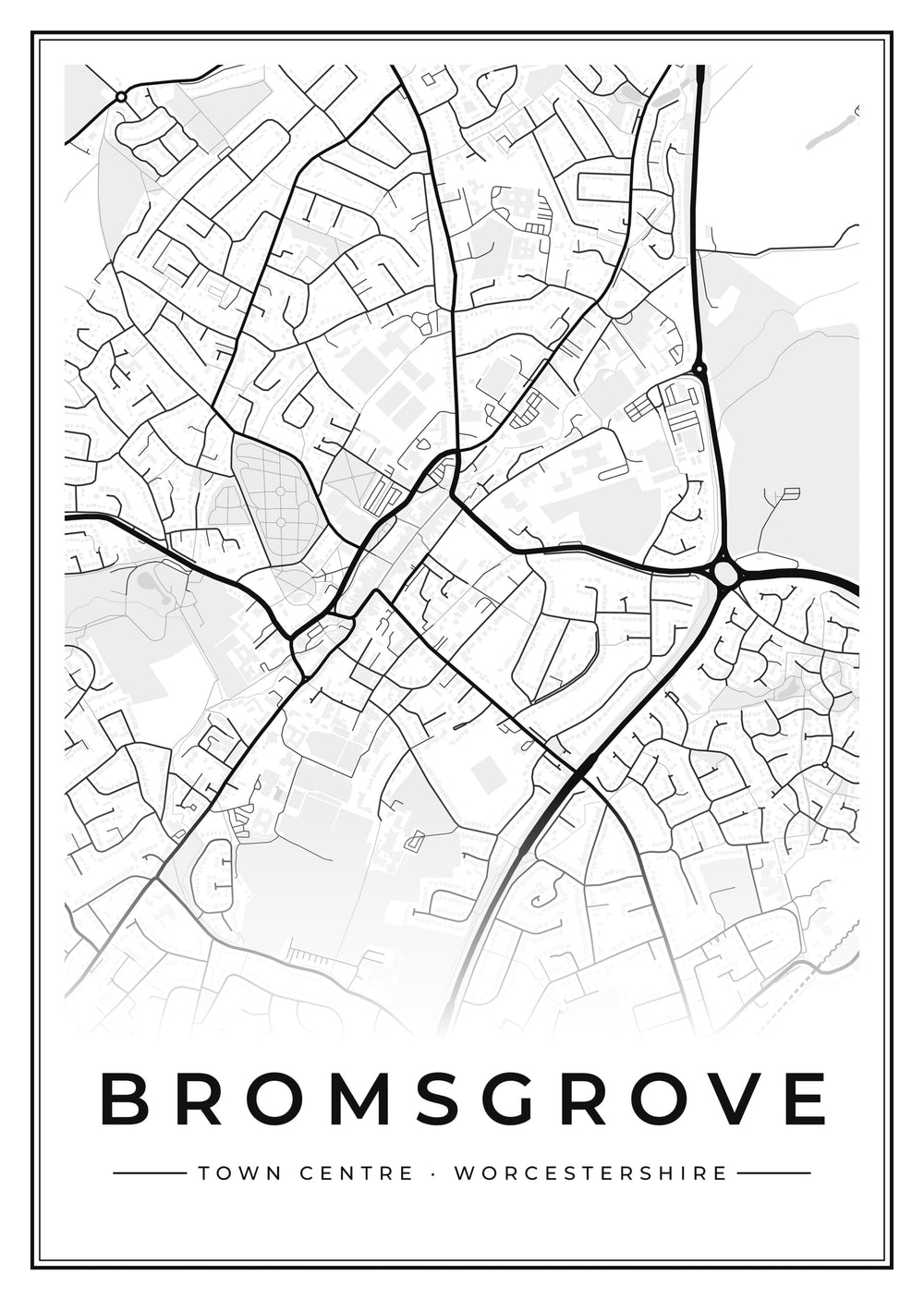 Bromsgrove Town Centre Street Map Poster