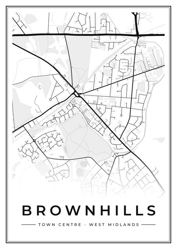 Brownhills Town Centre Street Map Poster