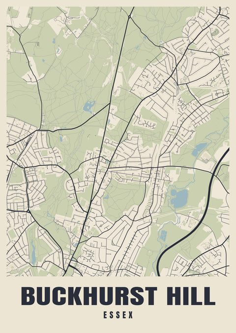 Buckhurst Hill Street Map Poster