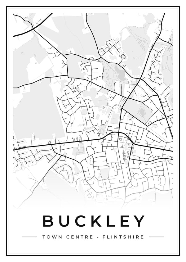 Buckley Town Centre Street Map Poster