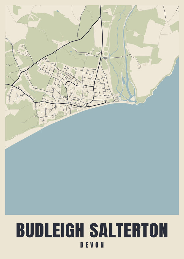 Budleigh Salterton Street Map Poster