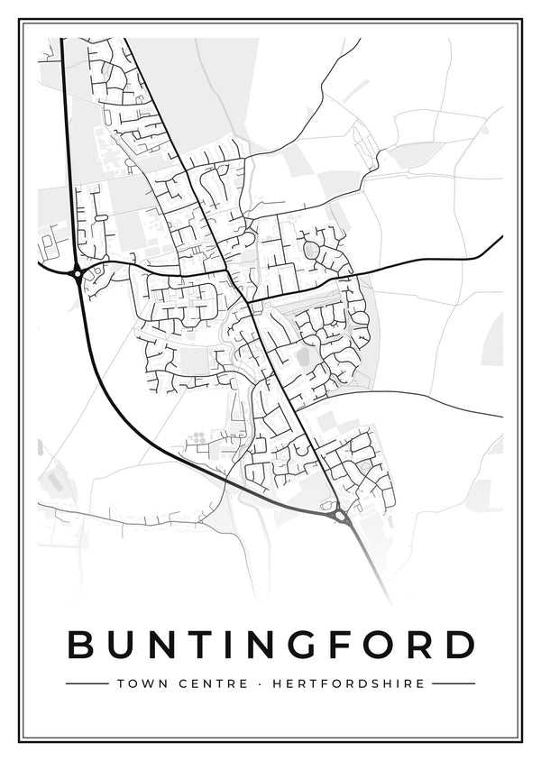 Buntingford Town Centre Street Map Poster