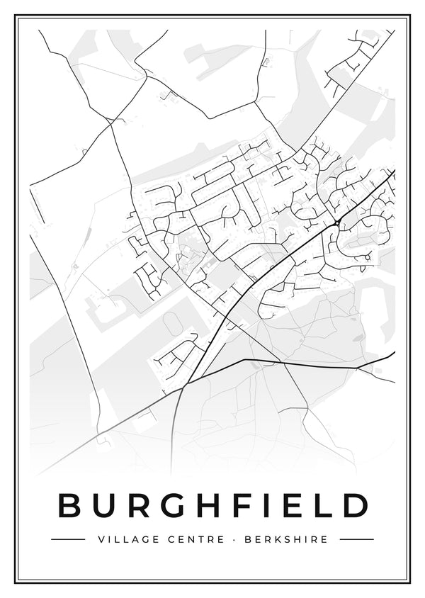 Burghfield Village Centre Street Map Poster