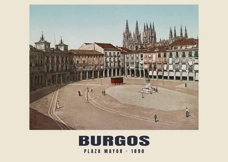 Plaza Mayor, Burgos — 1890 · Vintage photochrom print