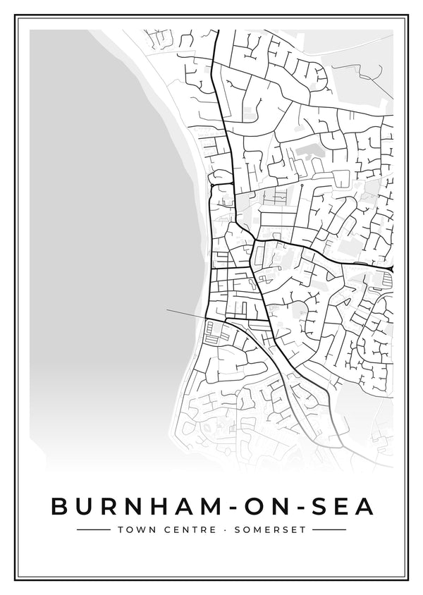 Burnham-on-Sea Town Centre Street Map Poster