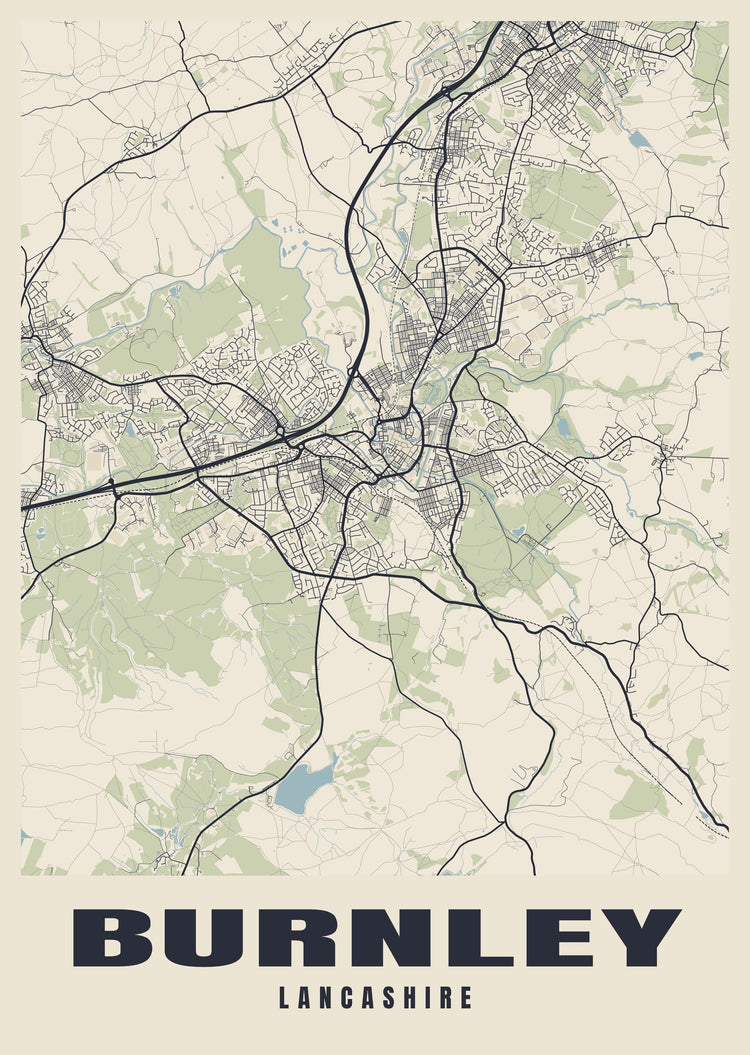 Burnley Street Map Poster