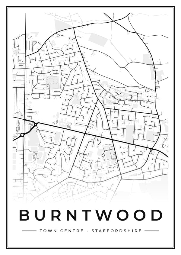 Burntwood Town Centre Street Map Poster
