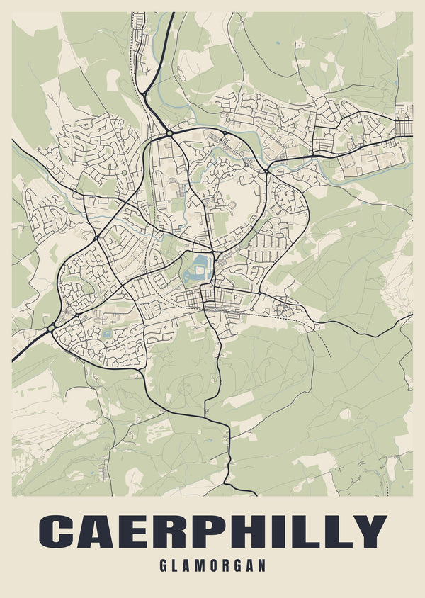 Caerphilly Street Map Poster