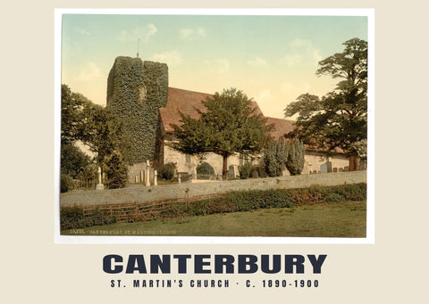 Kościół św. Marcina w Canterbury, ok. 1890–1900, druk historyczny