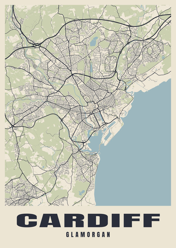 Cardiff Street Map Poster