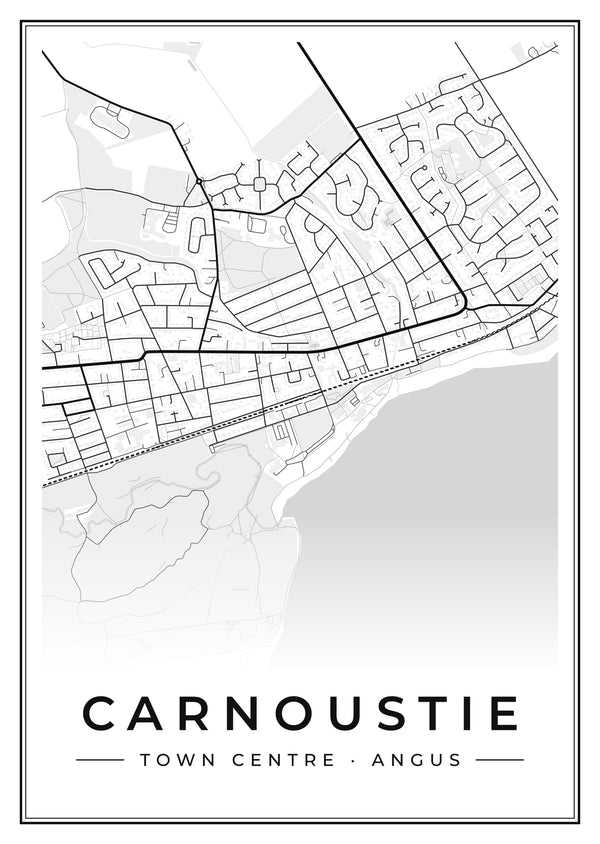 Carnoustie Town Centre Street Map Poster