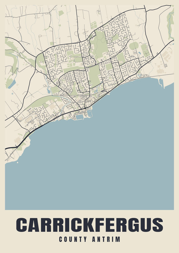 Carrickfergus Street Map Poster