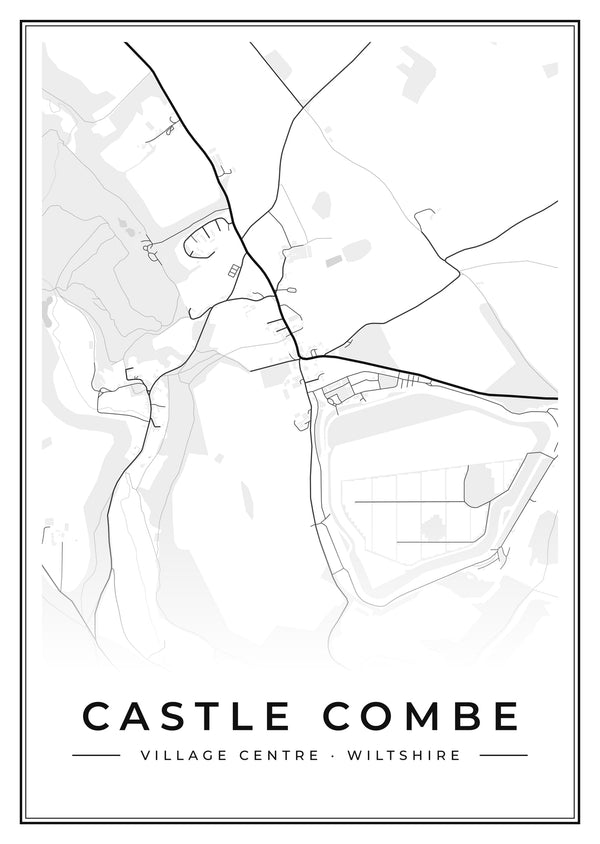 Castle Combe Village Centre Street Map Poster
