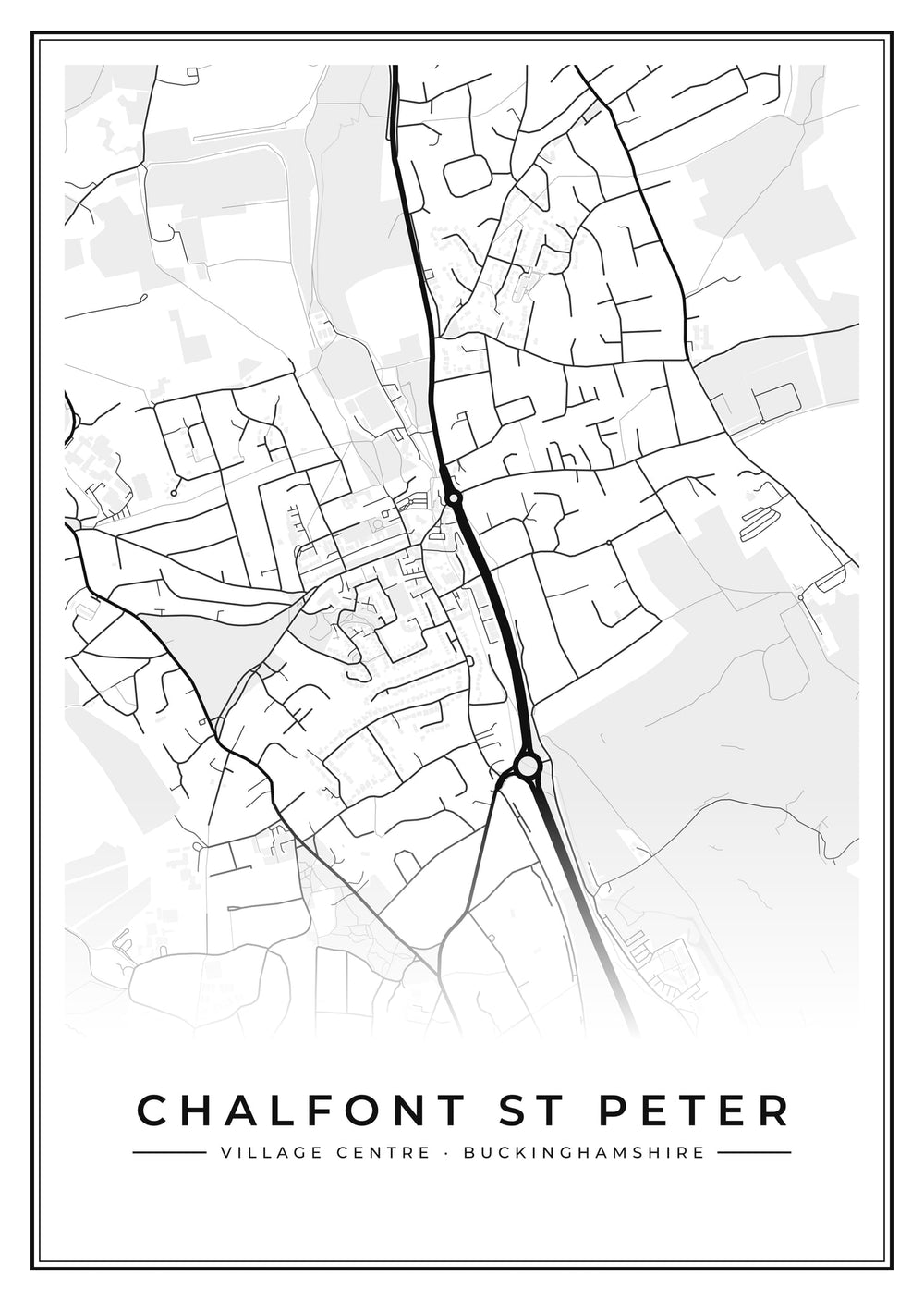 Chalfont St Peter Village Centre Street Map Poster
