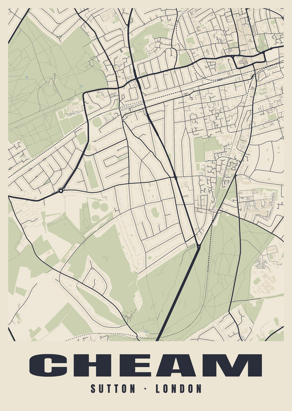 Cheam Heritage Street Map Poster