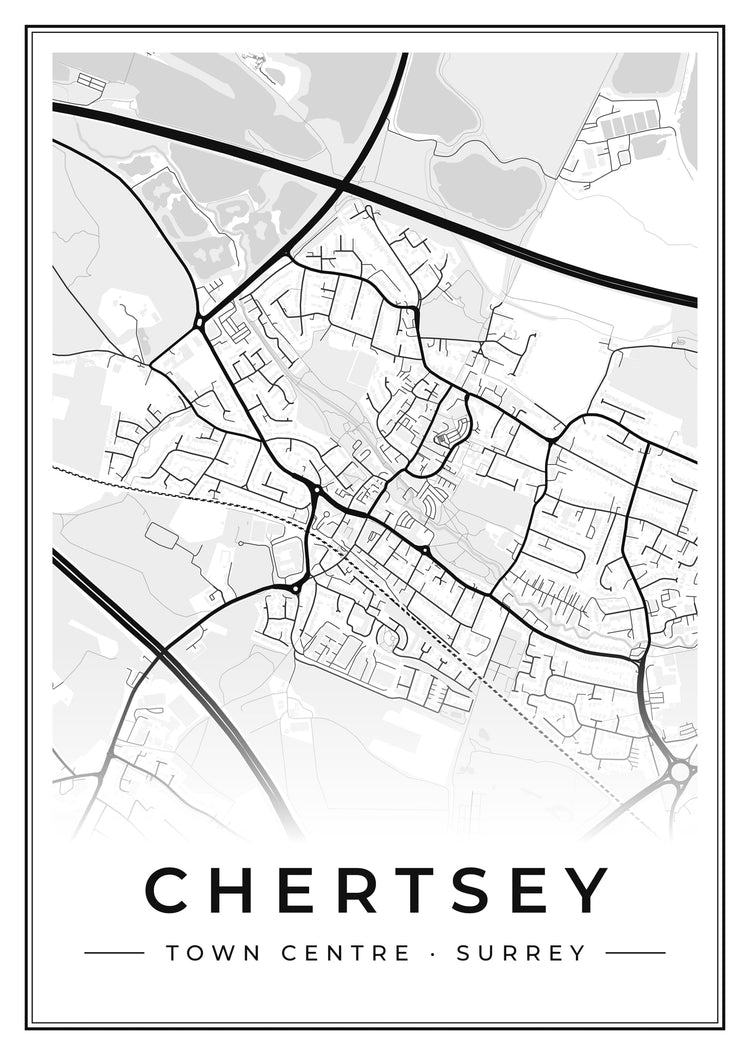 Chertsey Town Centre Street Map Poster