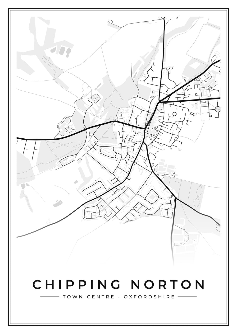 Chipping Norton Town Centre Street Map Poster