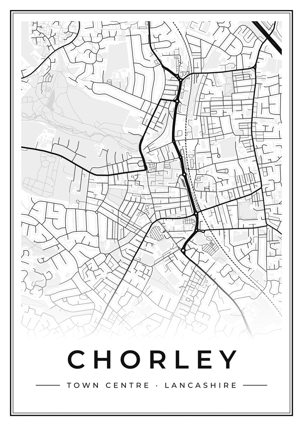 Chorley Town Centre Street Map Poster