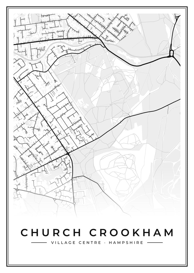 Church Crookham Village Centre Street Map Poster