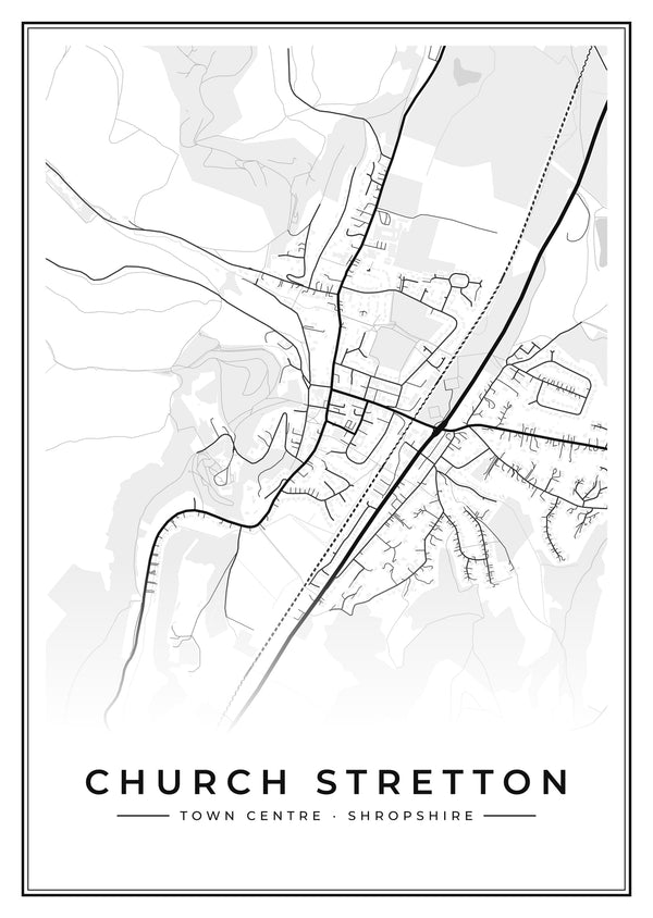Church Stretton Town Centre Street Map Poster