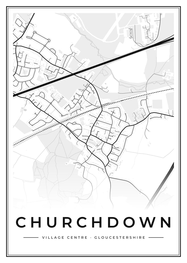 Churchdown Village Centre Street Map Poster