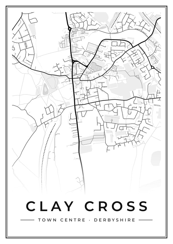 Clay Cross Town Centre Street Map Poster
