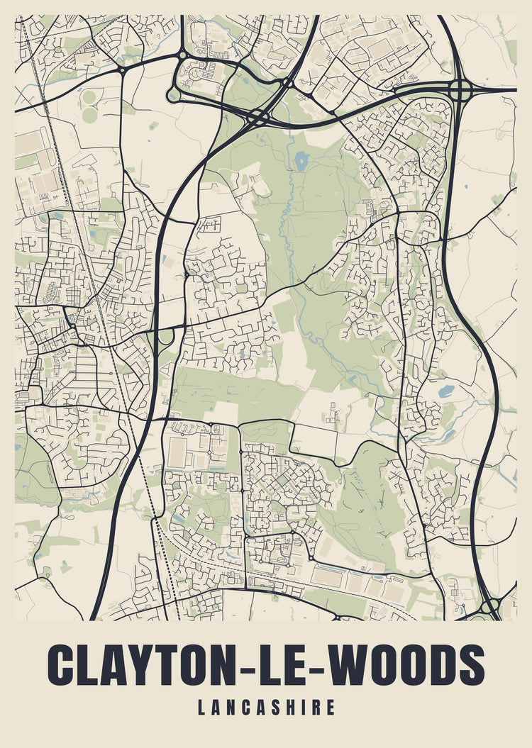 Clayton-le-Woods Street Map Poster