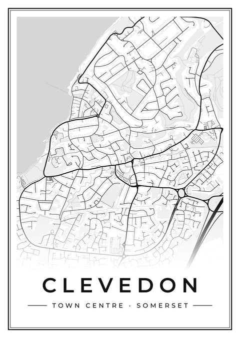 Clevedon Town Centre Street Map Poster